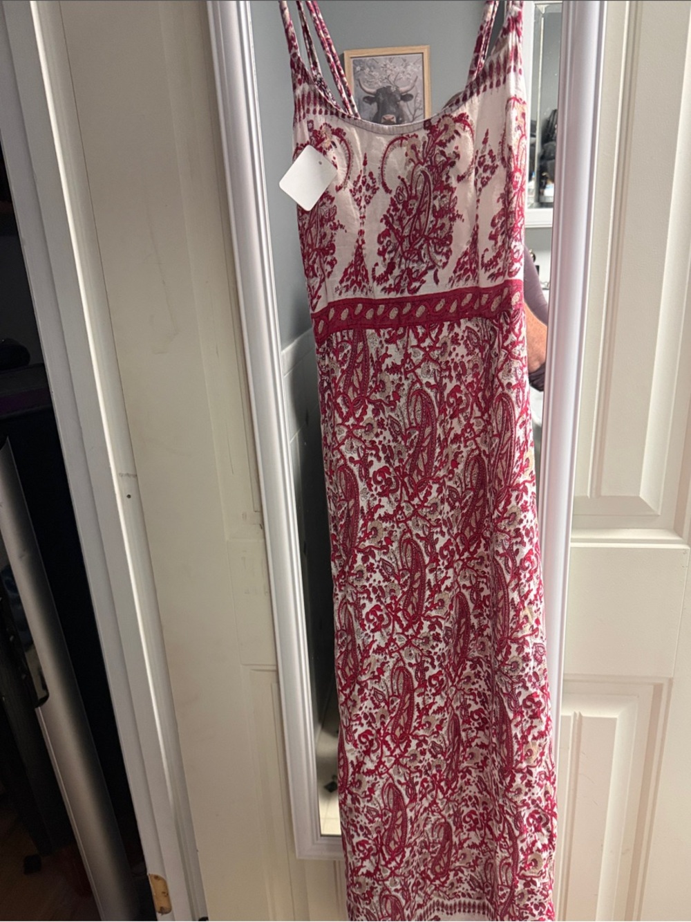 Funky People Red and White Paisley-Print Maxi Dress